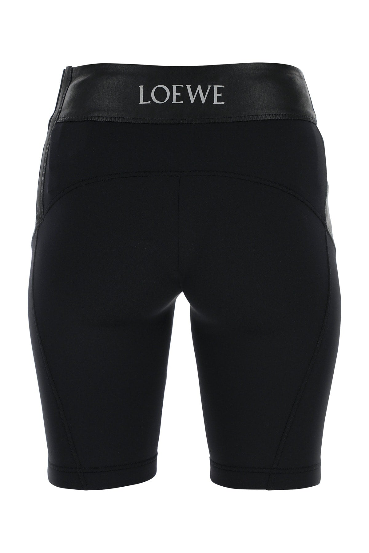Loewe Women Black Leather And Fabric Leggings