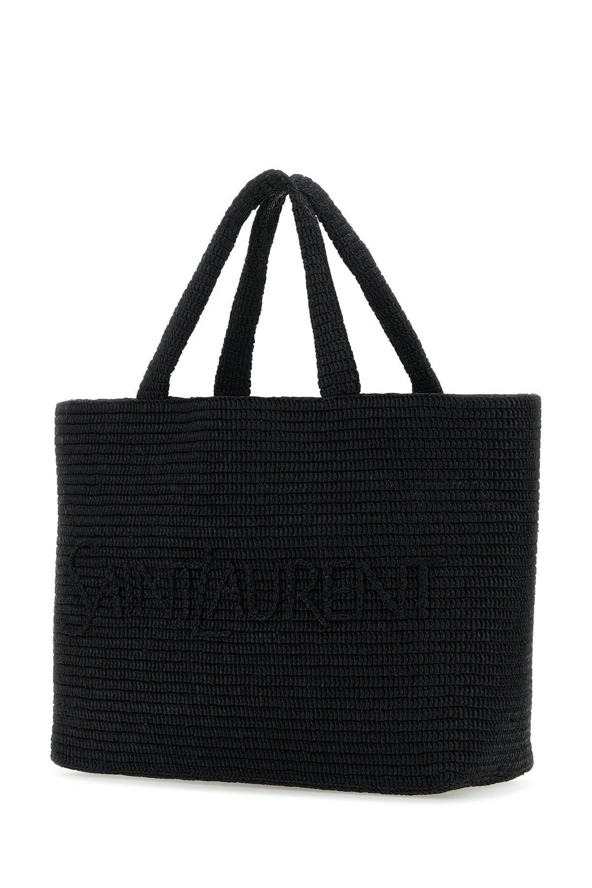Saint Laurent Men Black Raffia Saint Laurent Shopping Bag