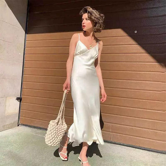 Sling Style Collage Stitching Long Swing Skirt in Sweet Plain Pattern - Polyester Fiber