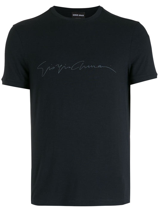 Giorgio Armani Men Asv Stretch-Viscose T-Shirt With Signature Logo