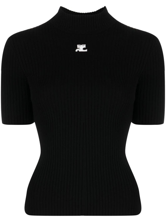 Courreges Women Reedition Short Sleeves Ribbed Knitted Sweater