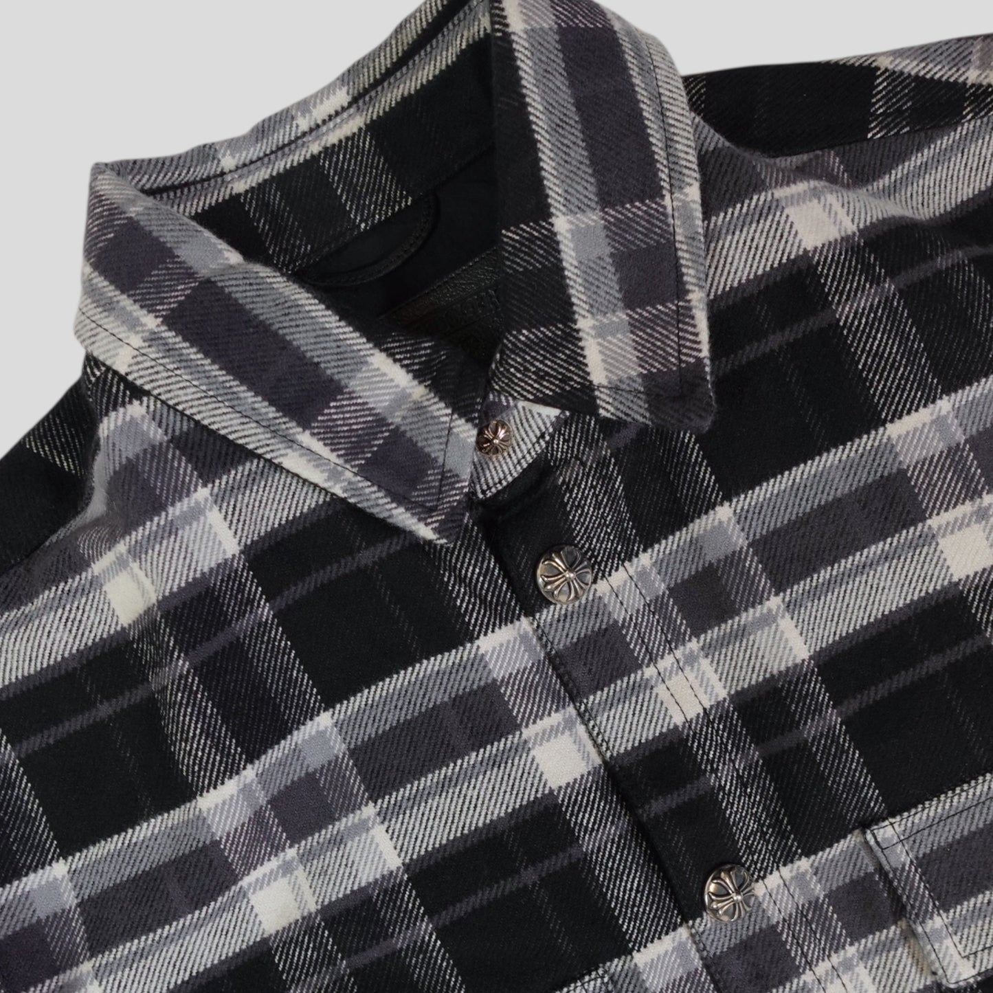 Chrome Hearts Padded Flannel Shirt in Black/White