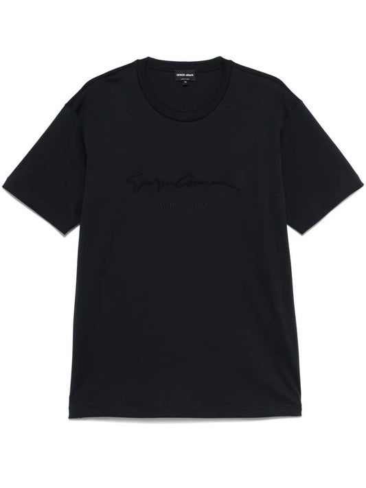 Giorgio Armani Men Pure Cotton Interlock Signature Logo T-Shirt