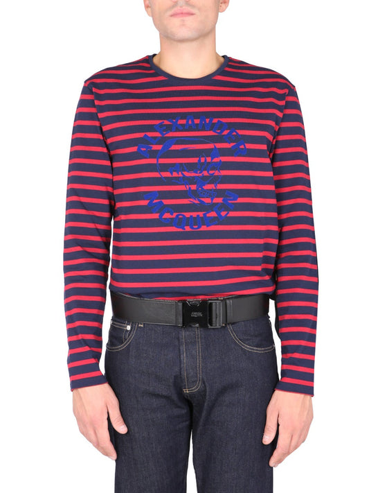 Alexander Mcqueen Men T-Shirt With Flocked Logo