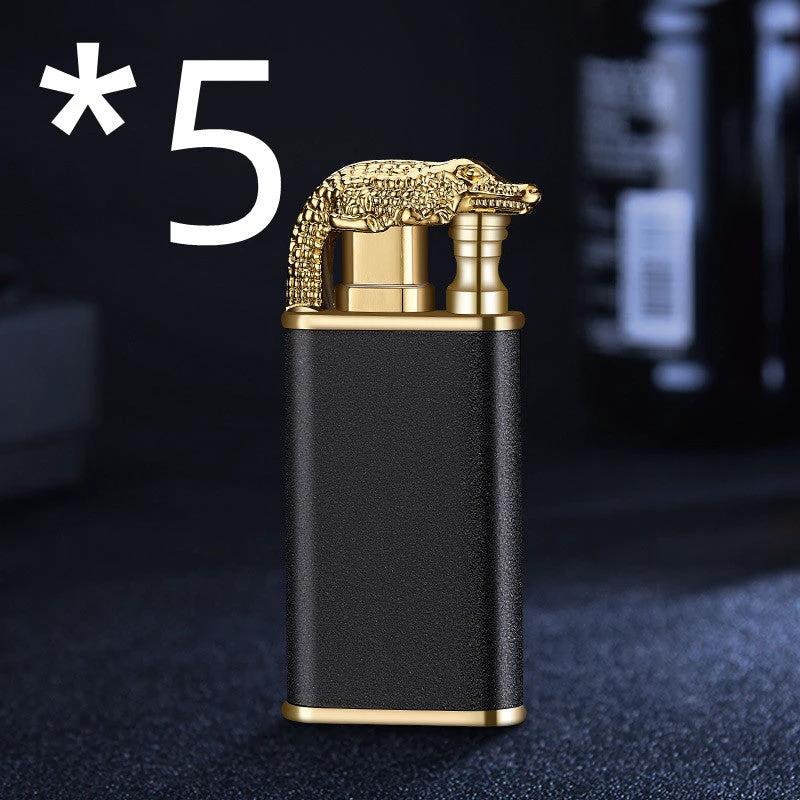 Mandotos Creative Blue Flame Lighter Dolphin Dragon Tiger Metal Windproof Double Flame Refillable