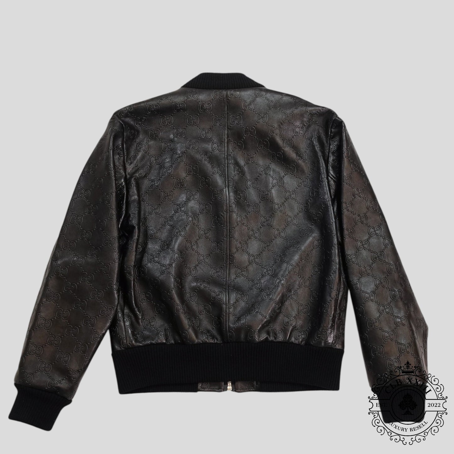 Gucci GG Leather Bomber Jacket in Black