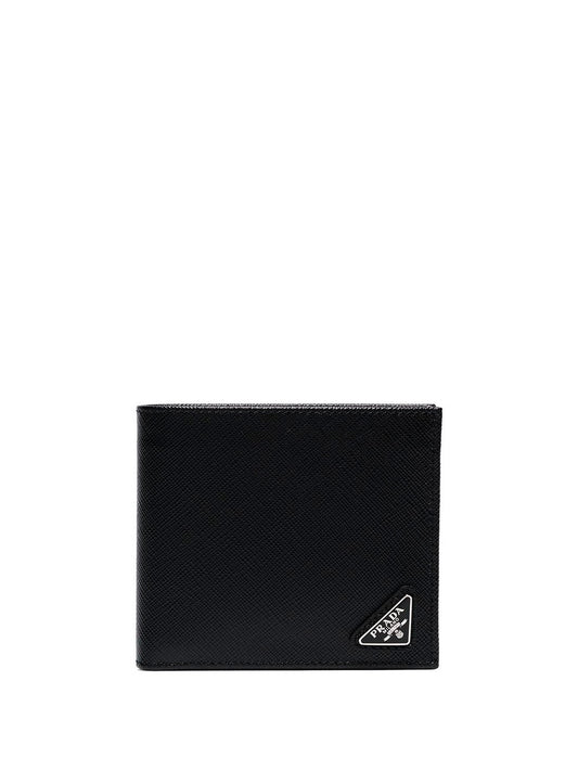 Prada Men Portafoglio Bi-Fold Con Portamonete In Pelle Saffiano