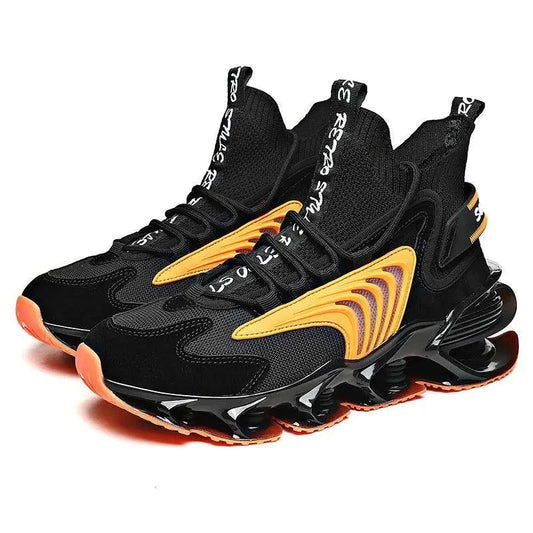 Fly Woven Mesh High-Top Sneakers - Breathable Thick-Soled Running Shoes