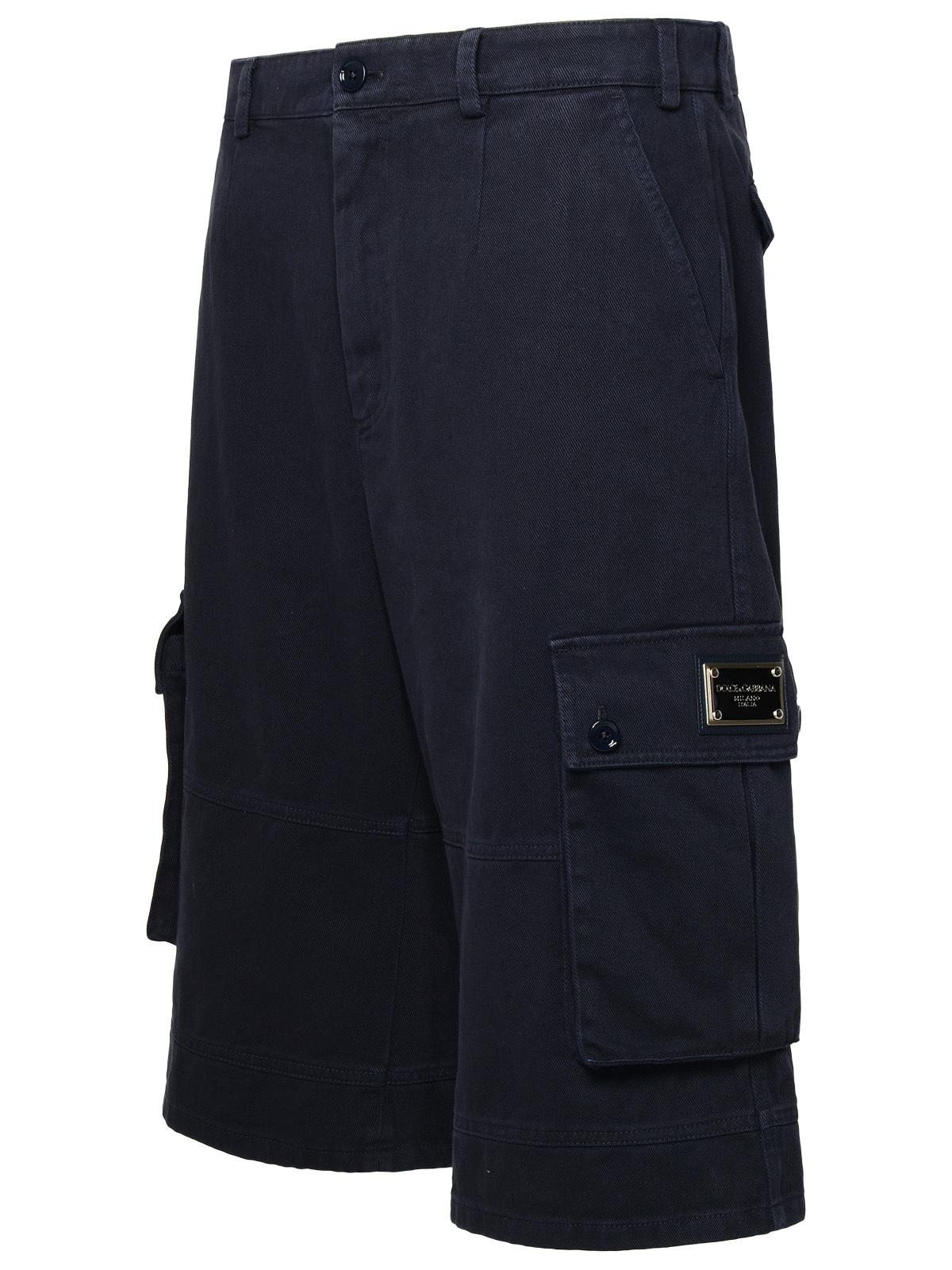 Dolce & Gabbana Blue Cotton Cargo Bermuda Shorts Men