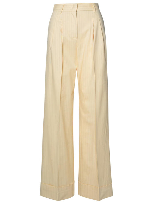 The Andamane 'Nathalie' Ivory Wool Blend Trousers Women