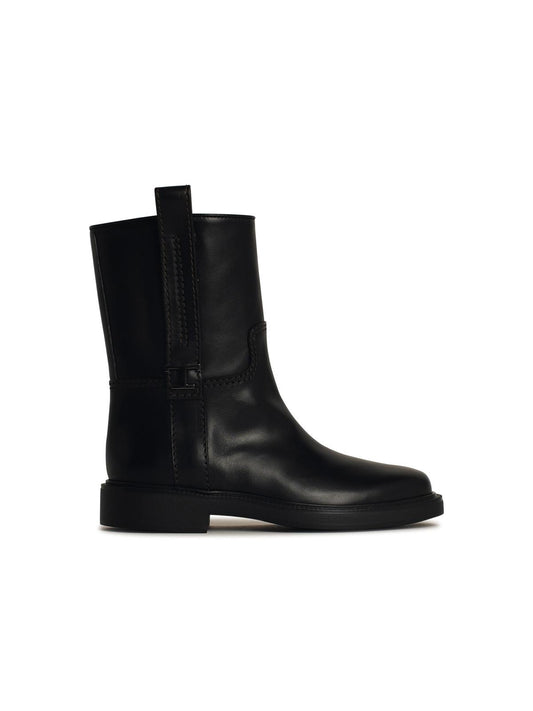 Tod's Black Leather Ankle Boots Women