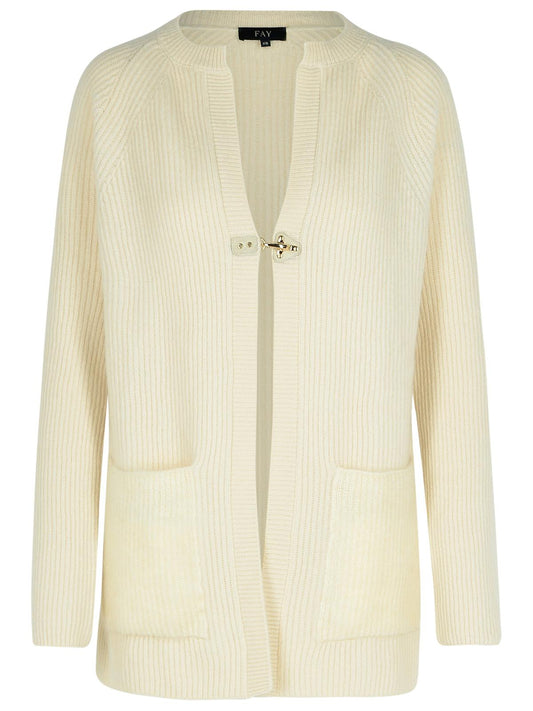 Fay Cream Wool Blend Cardigan Women