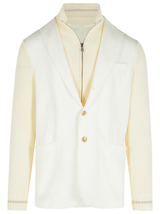 Eleventy White Cotton Blend Cardigan Men