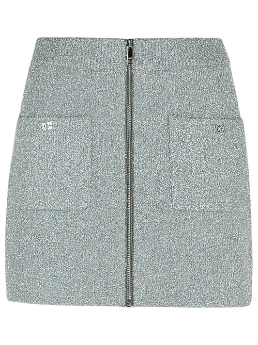 Ganni 'Sparkle' Silver Wool Blend Miniskirt Women