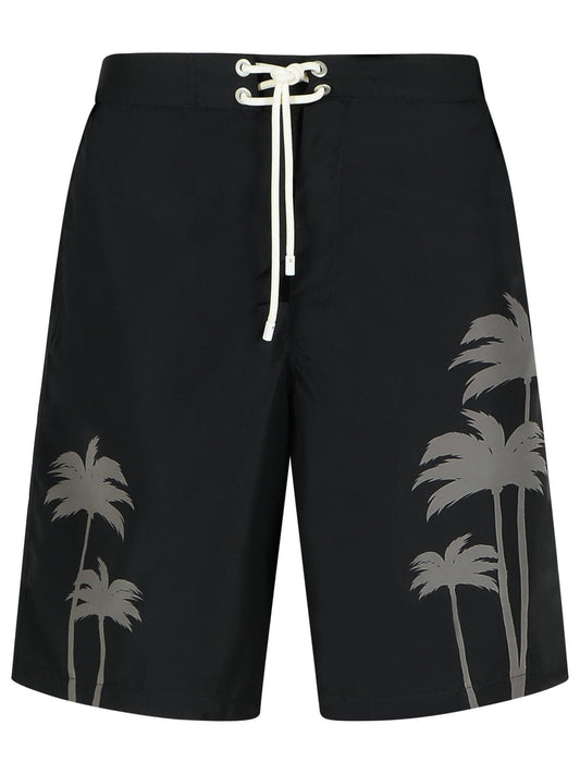 Palm Angels 'Palms' Black Polyester Swimsuit Men