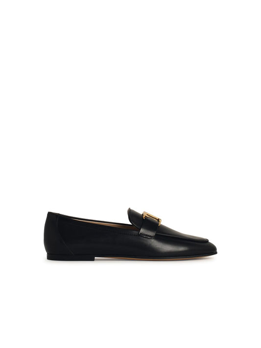 Tod's Black Leather Loafers Women