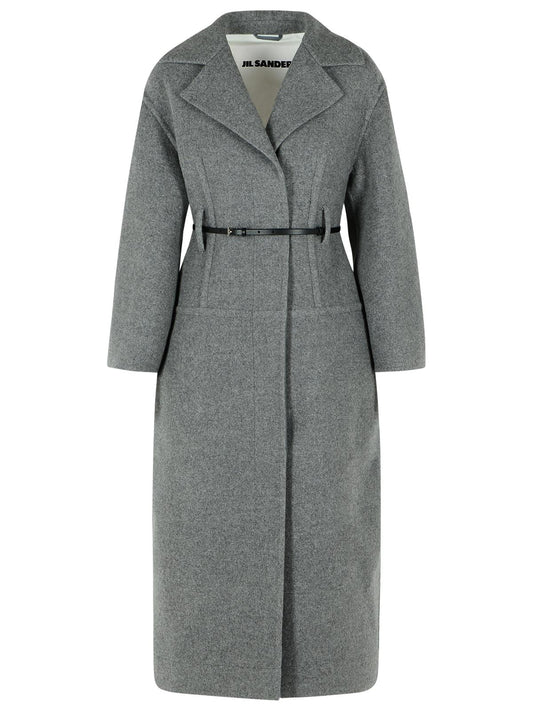 Jil Sander Grey Virgin Wool Coat Women