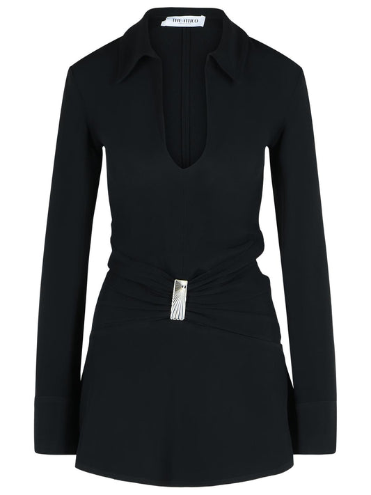 The Attico Black Viscose Blend Mini Dress Women