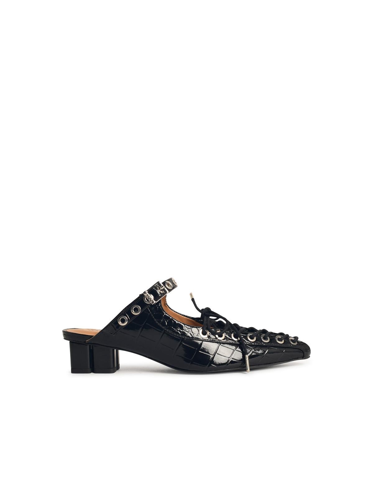 Ganni Mules With Laces In Black 'Oleatex' Women