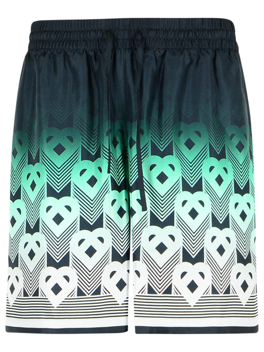 Casablanca Green Silk Bermuda Shorts Men