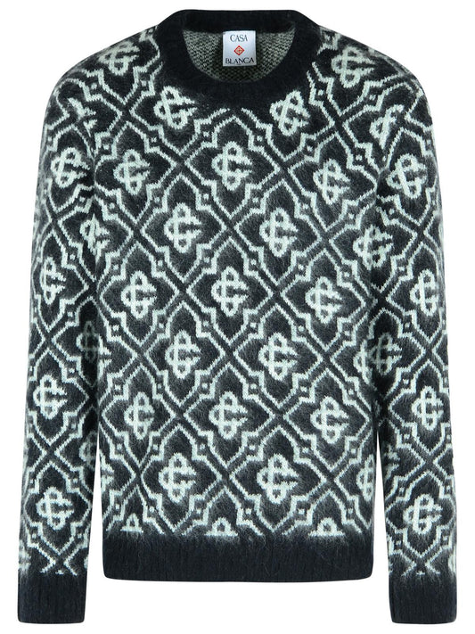 Casablanca Black Mohair Blend Monogrammed Sweater Men
