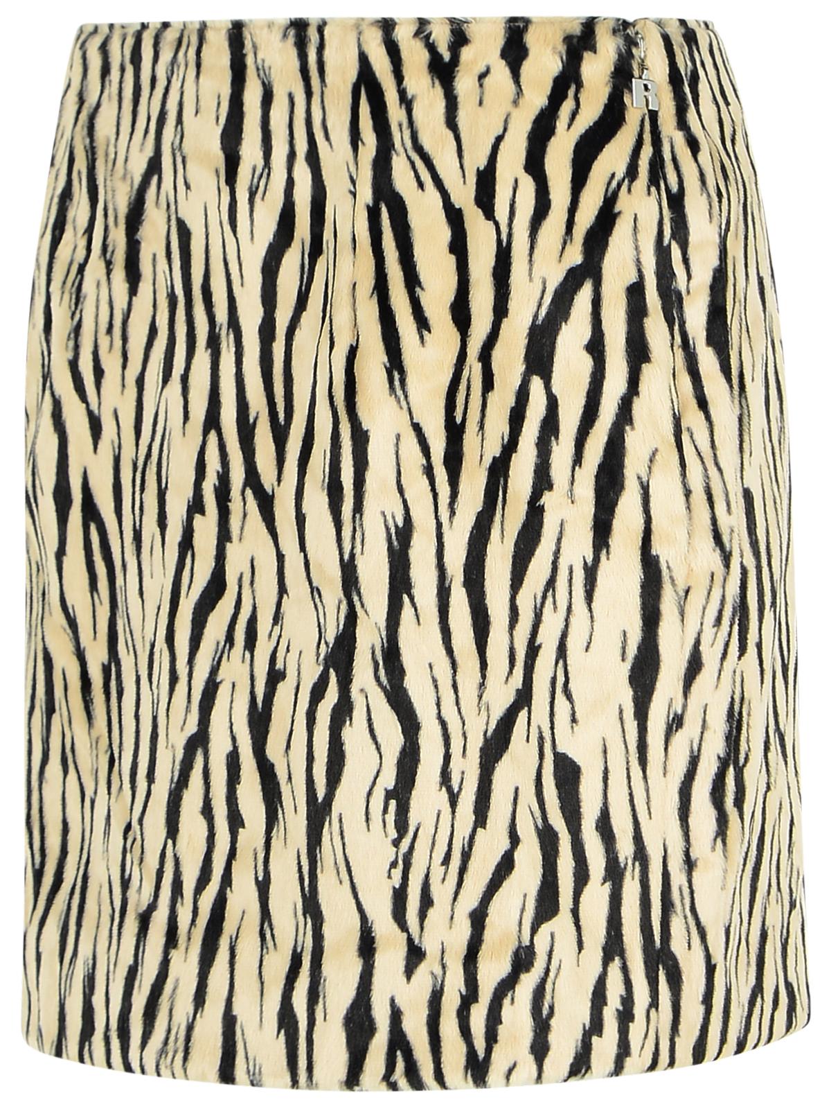 Rotate Printed Faux Fur Skirt Women