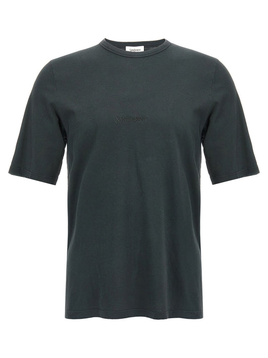 Saint Laurent Men Logo Embroidery T-Shirt