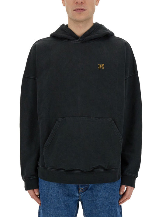 Palm Angels Men "Burning Monogram" Print Sweatshirt