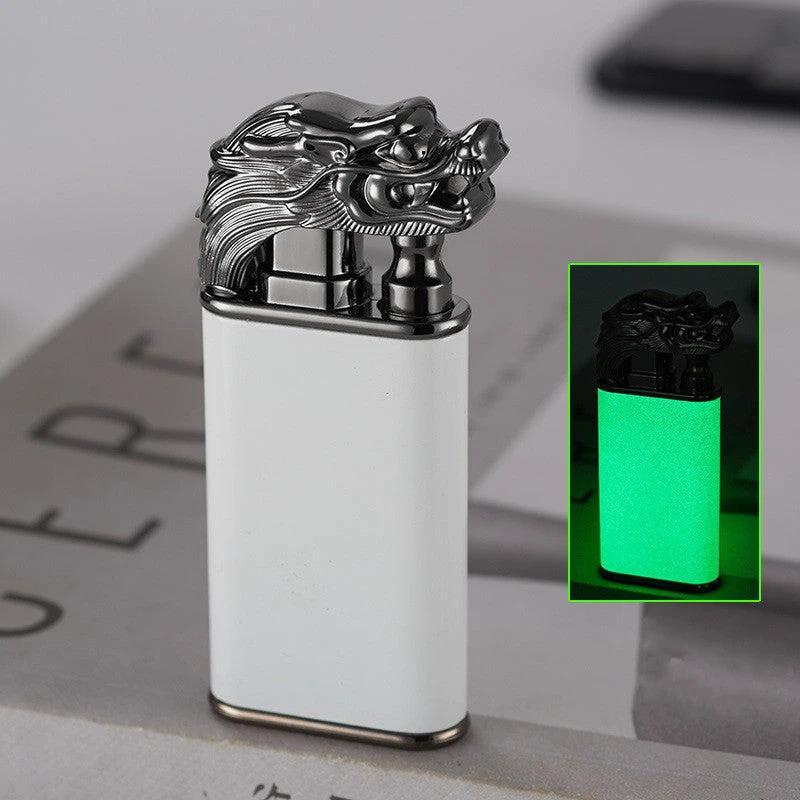 Mandotos Creative Blue Flame Lighter Dolphin Dragon Tiger Metal Windproof Double Flame Refillable