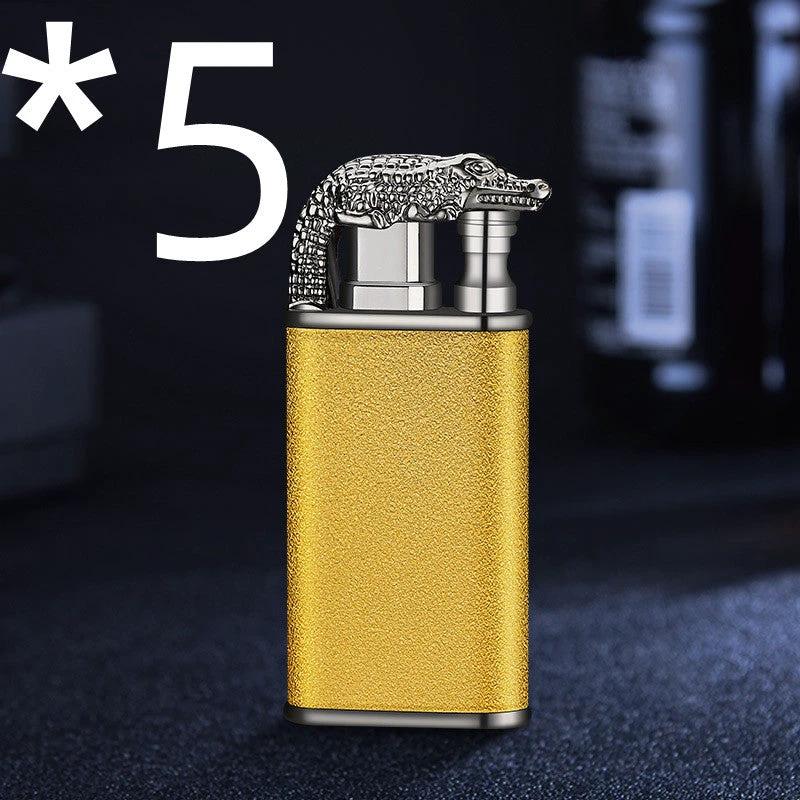Mandotos Creative Blue Flame Lighter Dolphin Dragon Tiger Metal Windproof Double Flame Refillable