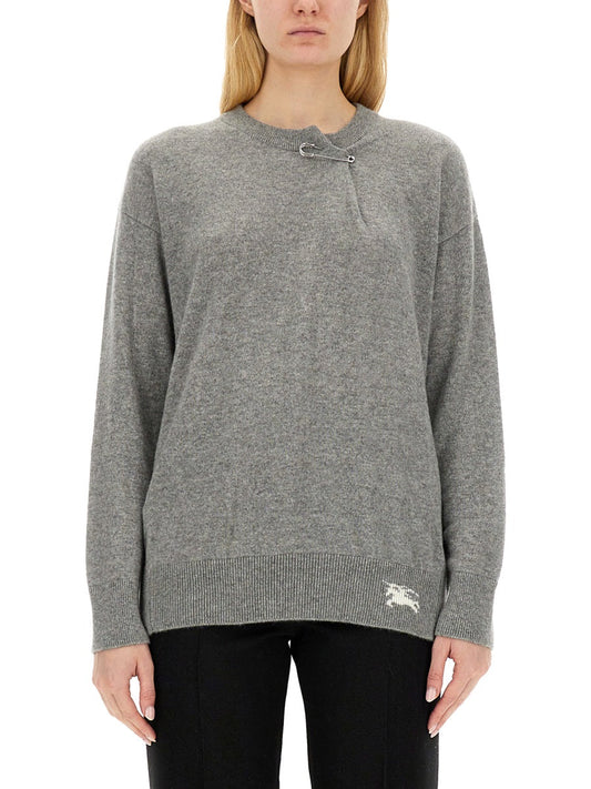 Burberry Women Cashmere Sweater With Kilt Pin