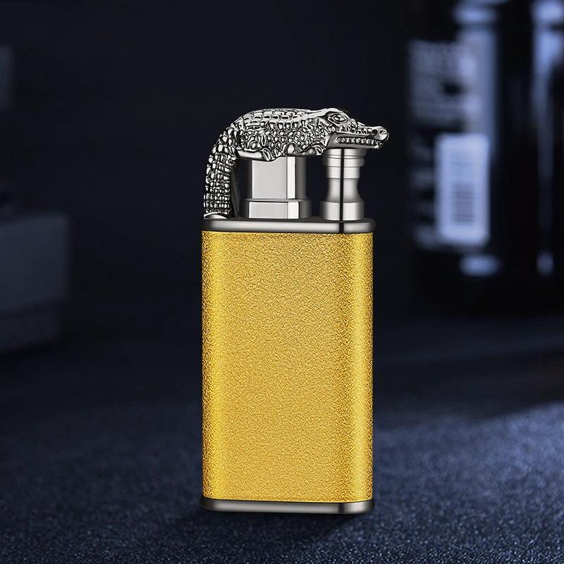 Mandotos Creative Blue Flame Lighter Dolphin Dragon Tiger Metal Windproof Double Flame Refillable