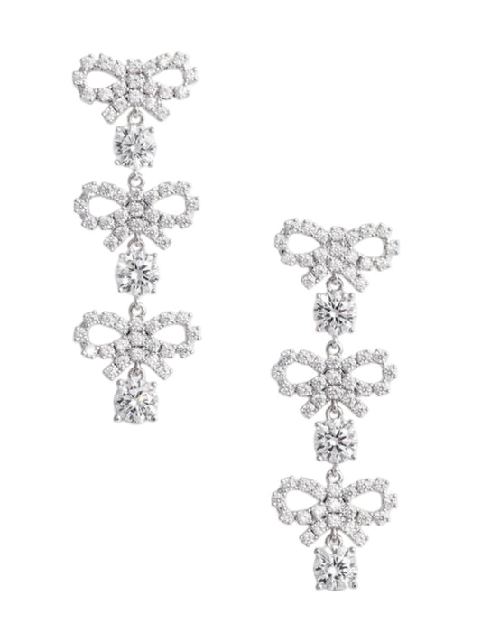 Self-Portrait Women Crystal Micro Bow Tiered Earrings