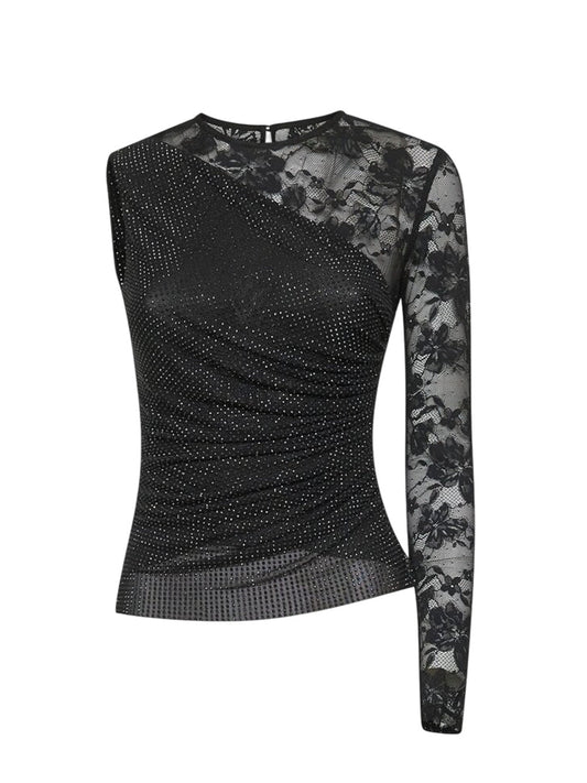 Self-Portrait Women One Shoulder Floral Lace Top