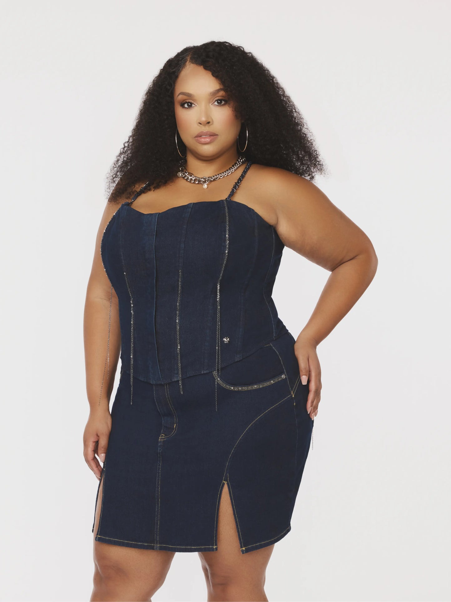 Denim Chain Link Corset
