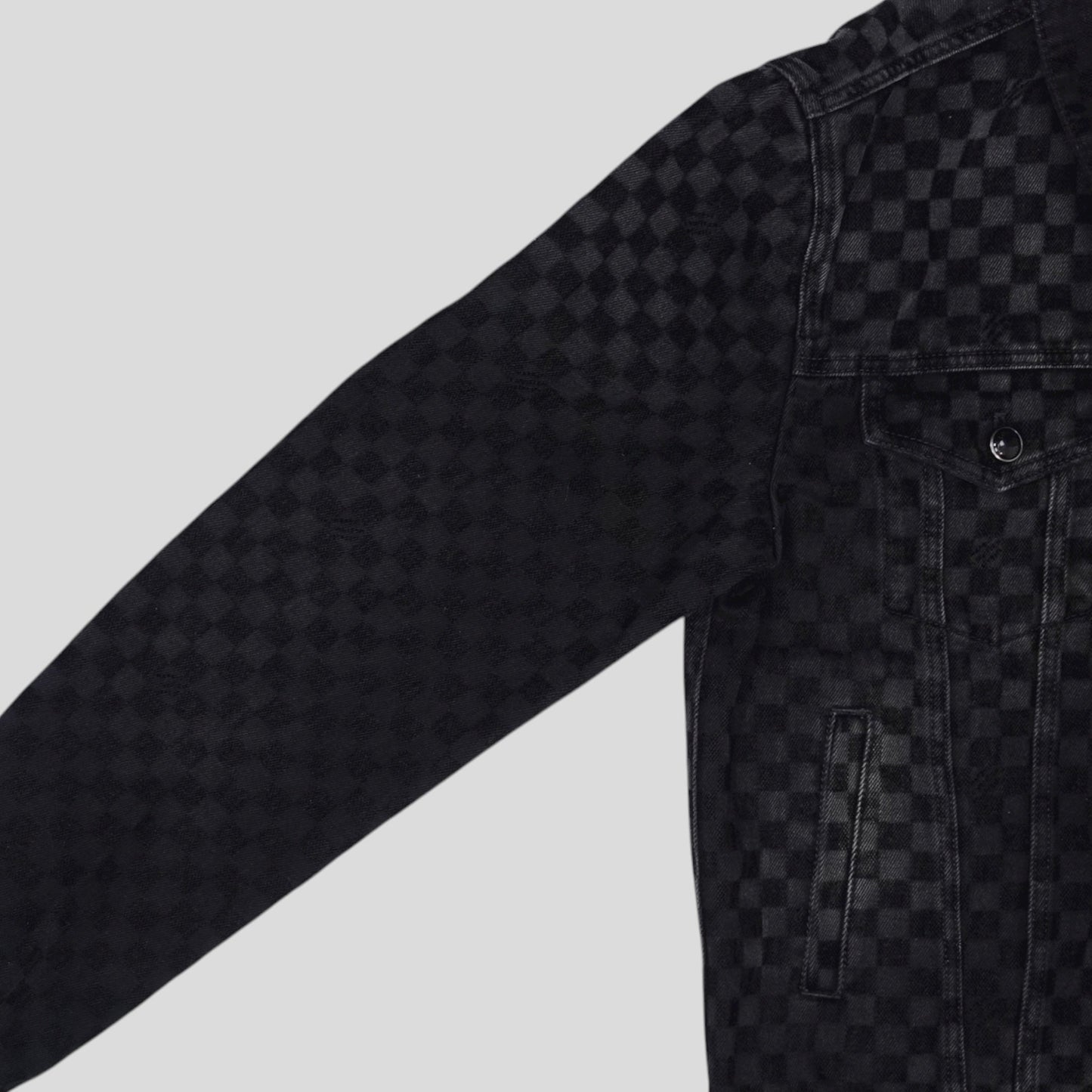 Louis Vuitton Damier Ultrablack Flocked Denim Trucker Jacket in Black
