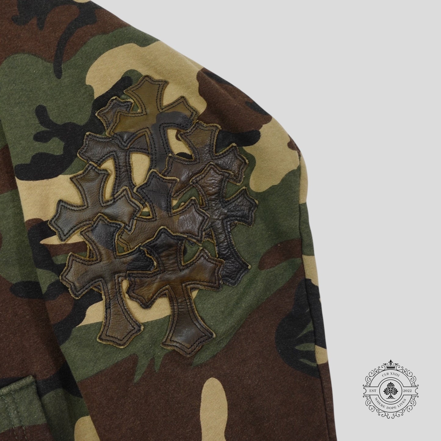 Chrome Hearts Vintage Cross Patch Thermal Zip Up Hoodie