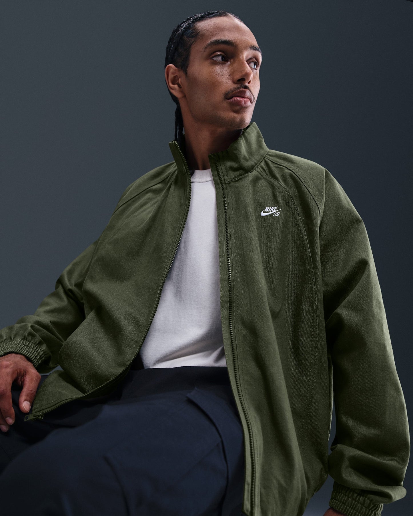 Nike Sb Denim Full Zip-Up Track Jacket - Olive/Green