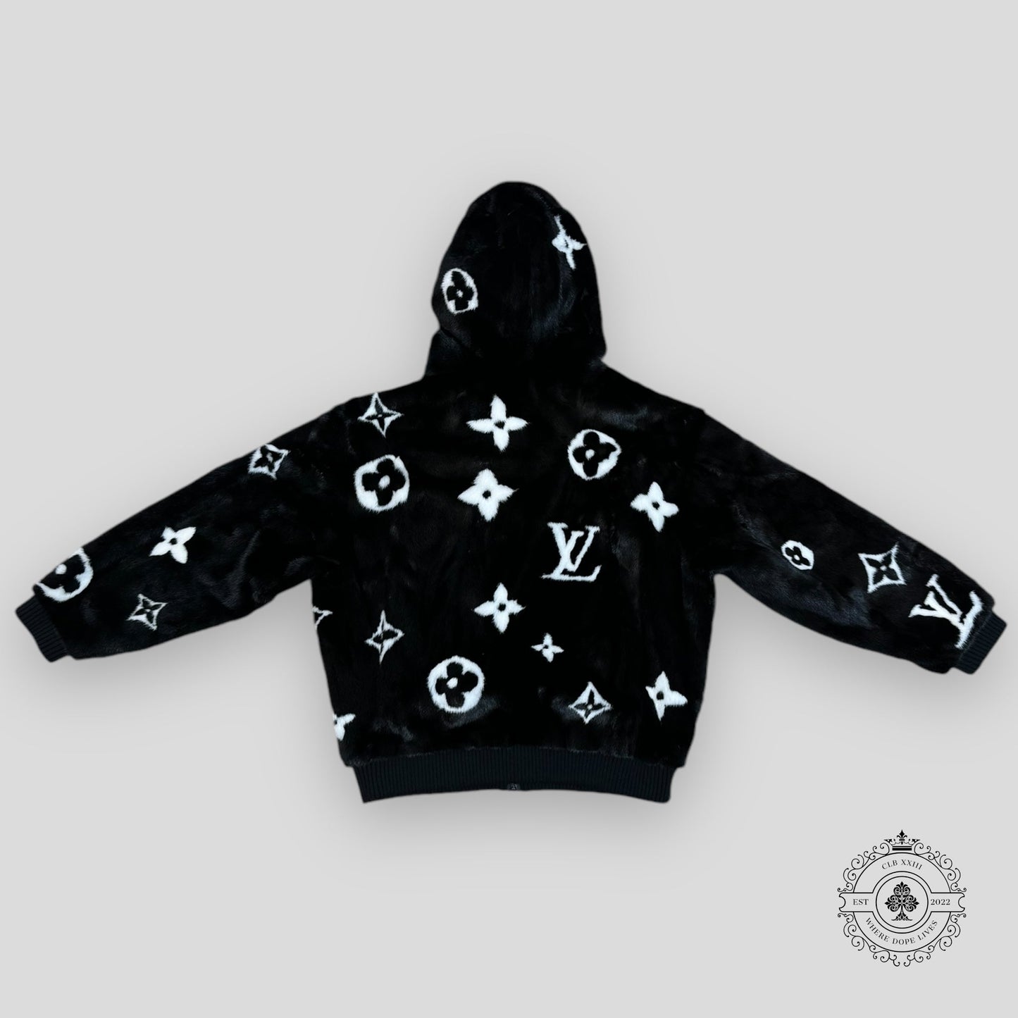 Louis Vuitton Monogram Mink Fur Zipped Jacket
