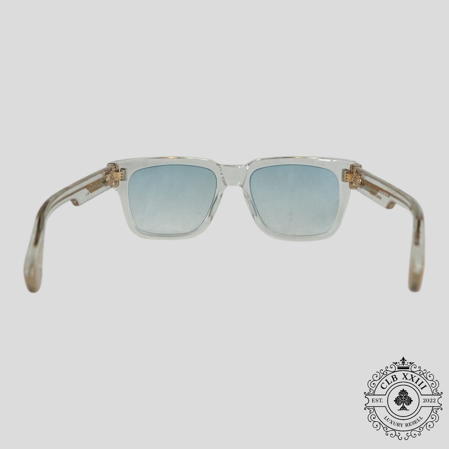 Chrome Hearts Box Officer Diamond Embellished Glasses in Clear/Gold