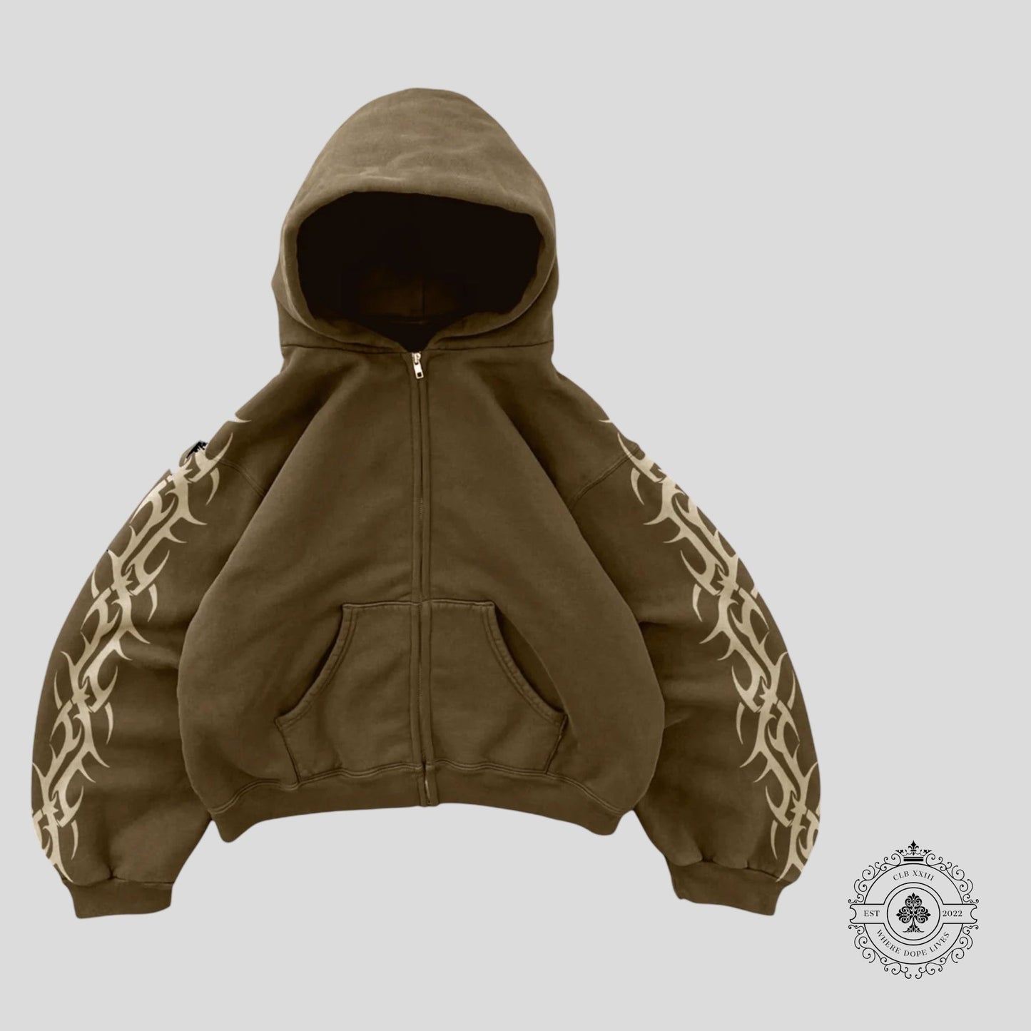 Bravest Studios Tribal Zip Up Hoodie in Brown