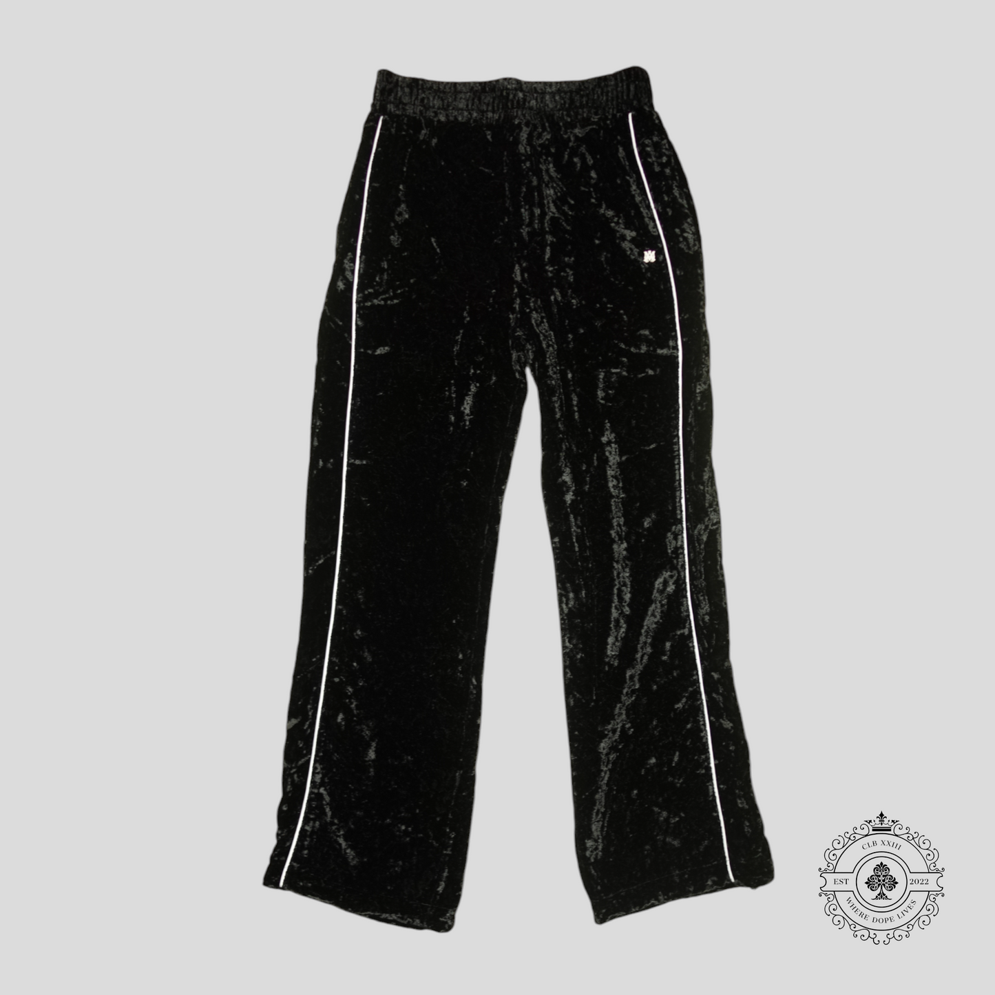 Amiri Crushed Velvet Track Pants in Black
