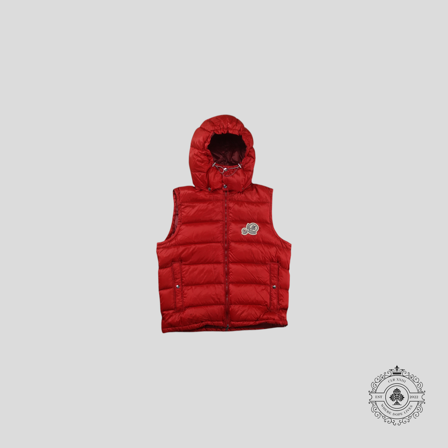 Moncler Logo Patch Hooded Tib Gilet Vest In Red