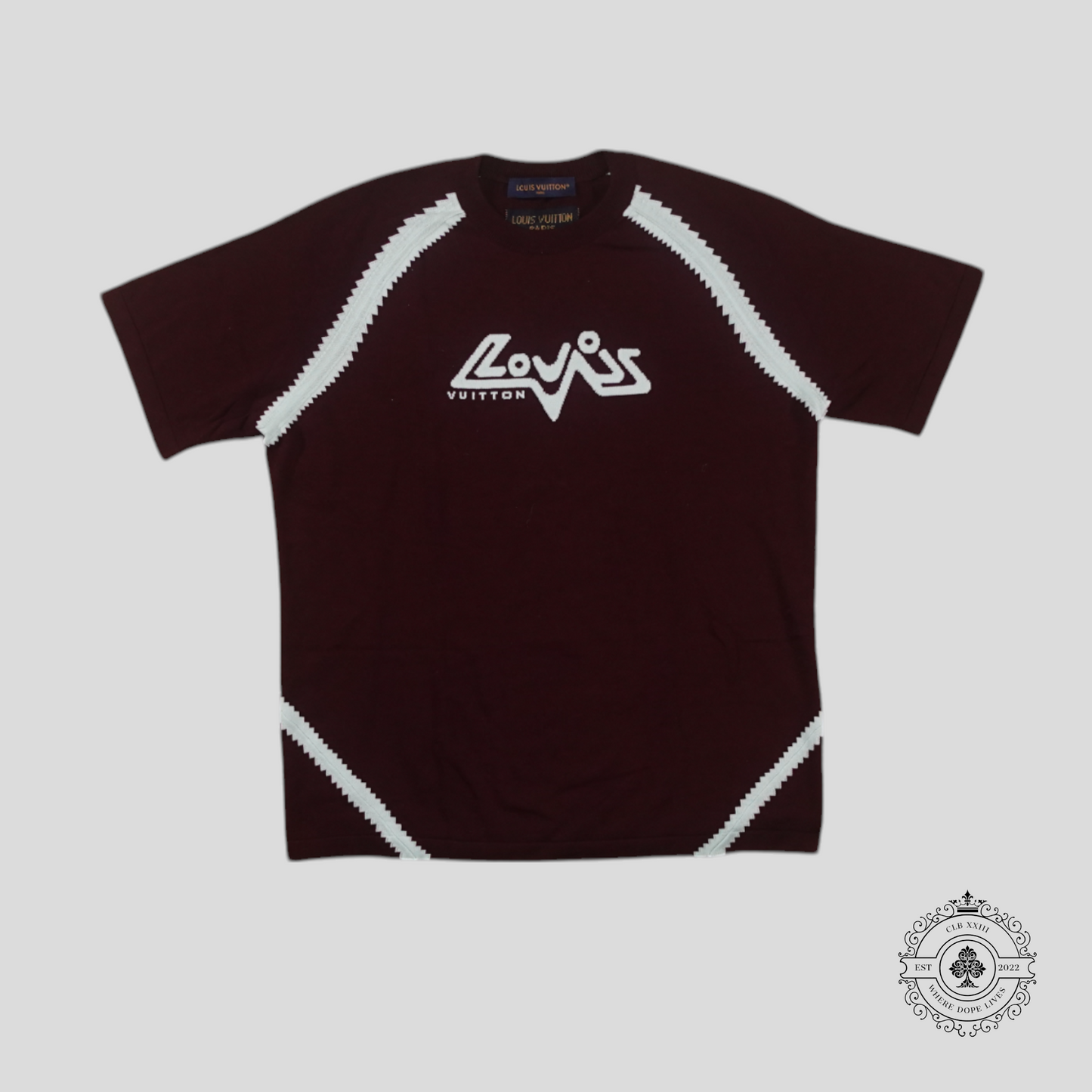 Louis Vuitton Intarsia Short Sleeve Crewneck in Red