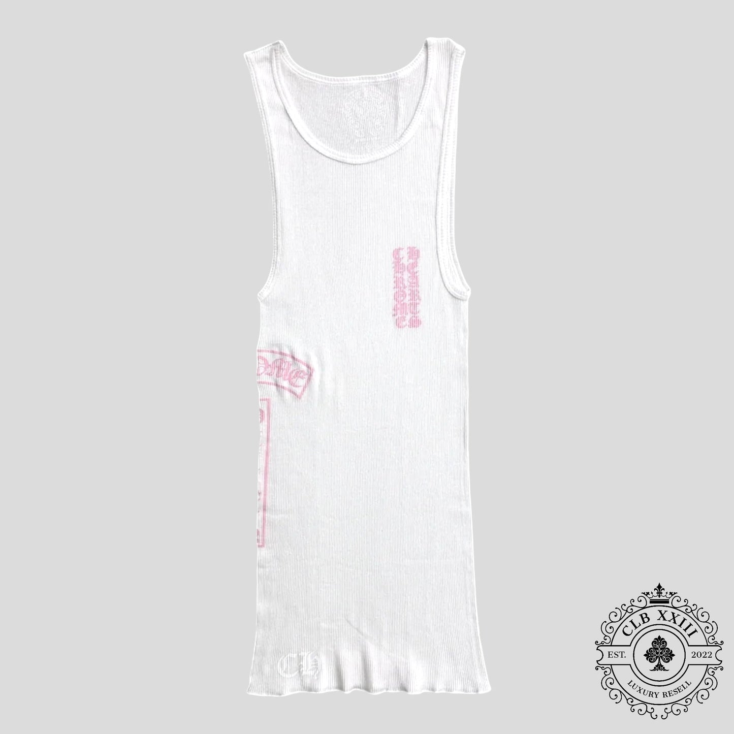 Chrome Hearts T Bar Rib Tank Top in White / Pink