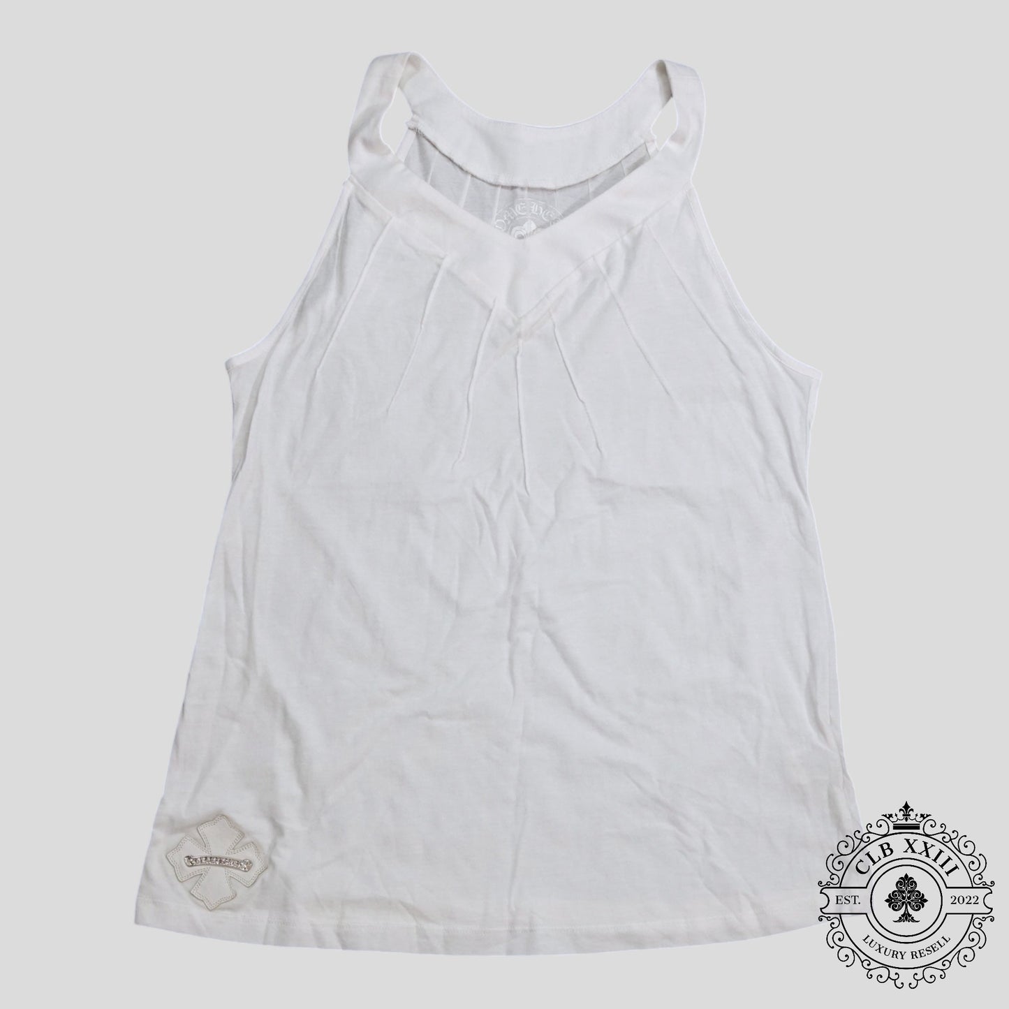 Chrome Hearts Leather Plus Patch Tank Top in White