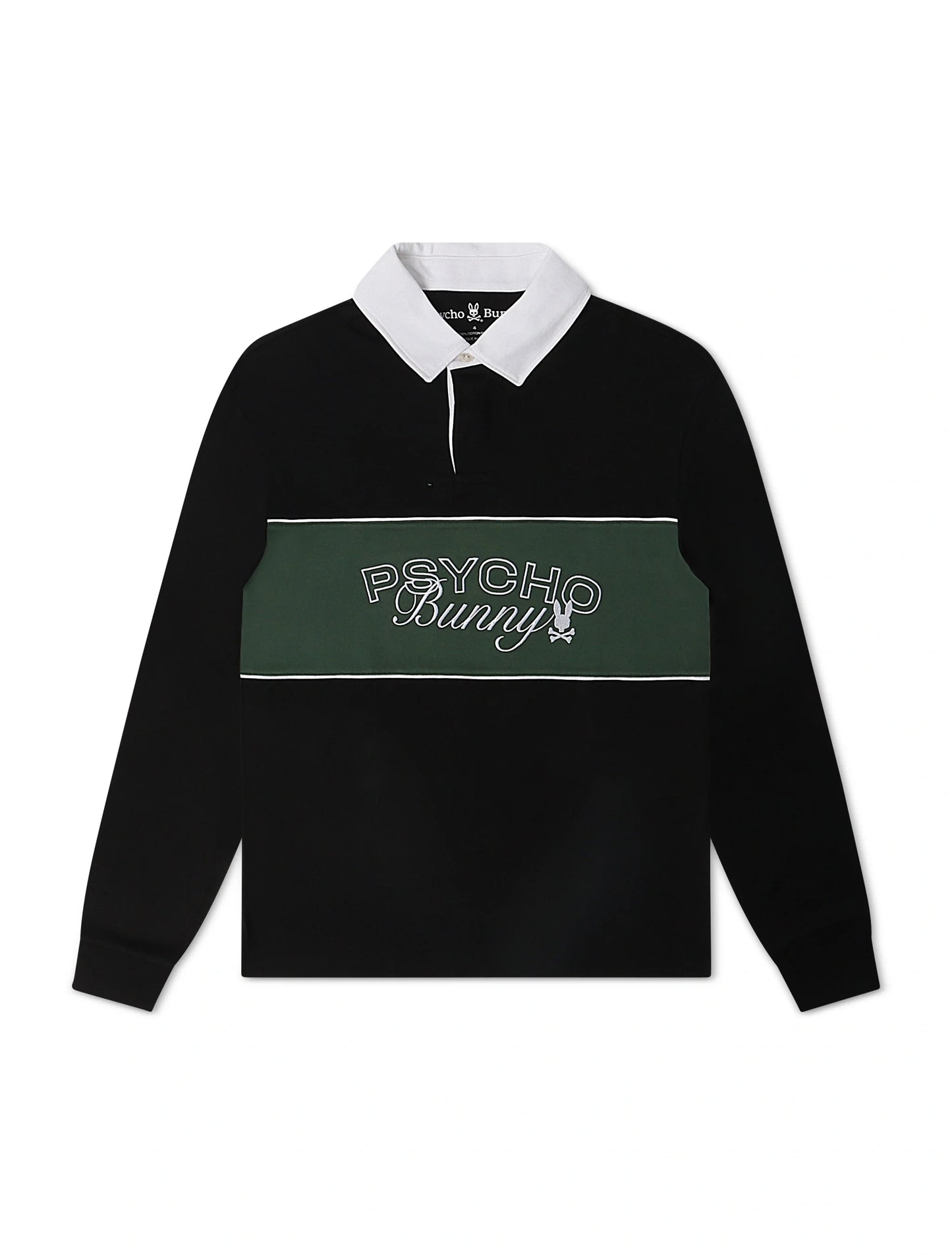 Psycho Bunny Kids Enzo Long Sleeve Rugby Tee - Black/Green