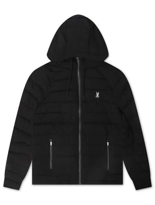 Psycho Bunny Mens Humphrey Hooded Puffer Jacket - Black