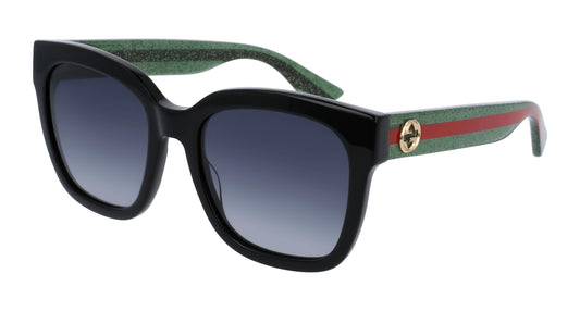 Gucci GG0034SN-002 54 mm Women’s Sunglasses – Black Acetate Frame with Grey Gradient Lenses | Authentic Luxury Eyewear