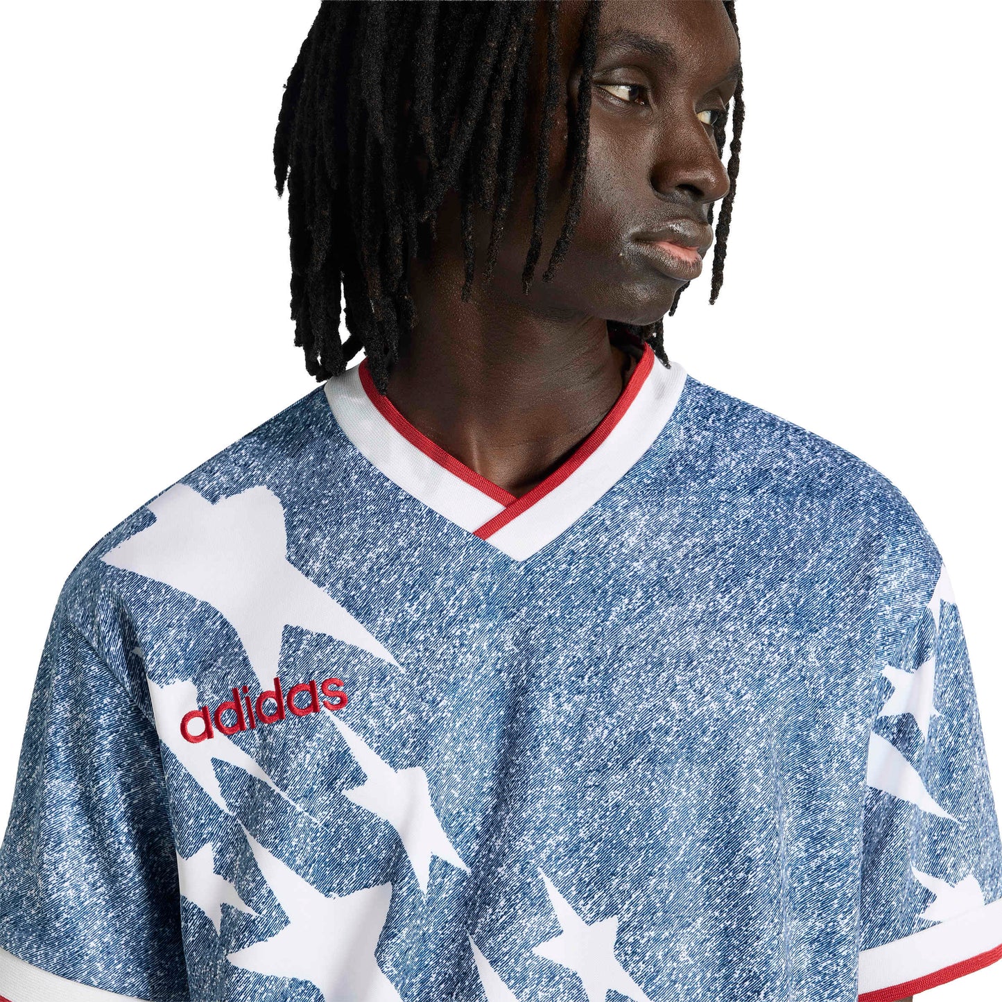 Adidas Mens Denim Graphic Jersey - Blue